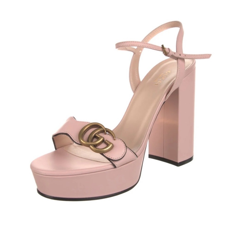 Gucci Pink Block Heel Sandals